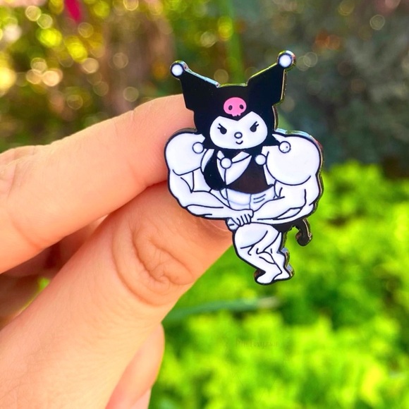 Kuromi Dressed Up as Bodybuilder Enamel Pin Halloween Cute Kawaii Sanrio Brooch - Picture 4 of 7